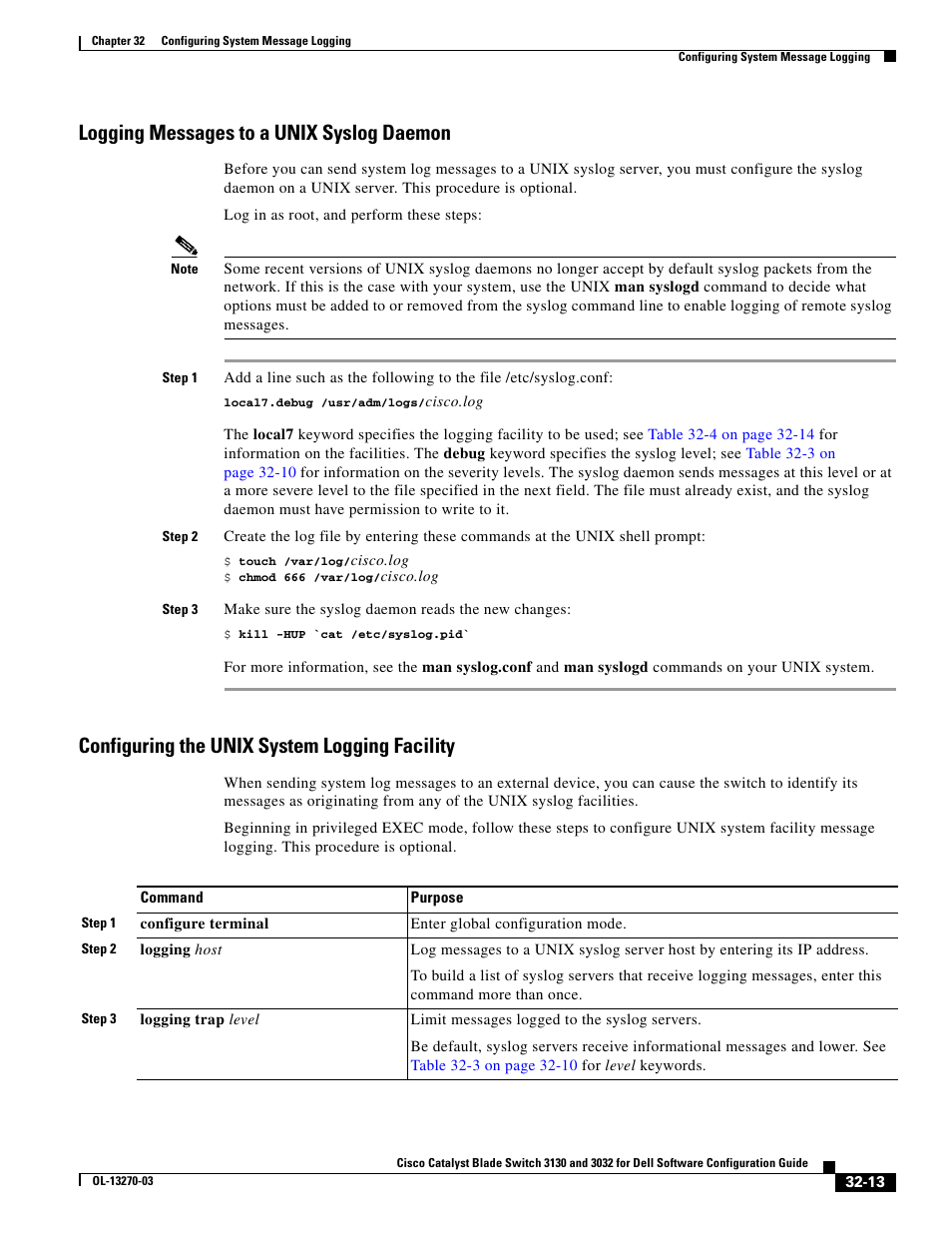 Logging messages to a unix syslog daemon, Configuring the unix system logging facility | Dell POWEREDGE M1000E User Manual | Page 717 / 1316