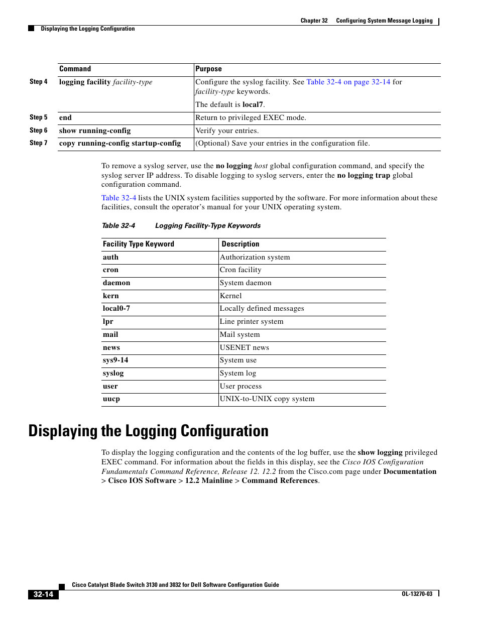 Displaying the logging configuration | Dell POWEREDGE M1000E User Manual | Page 718 / 1316