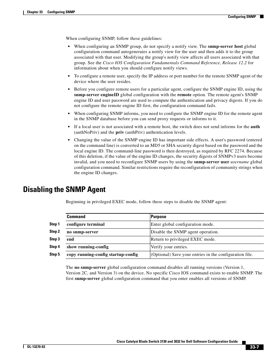 Disabling the snmp agent | Dell POWEREDGE M1000E User Manual | Page 725 / 1316