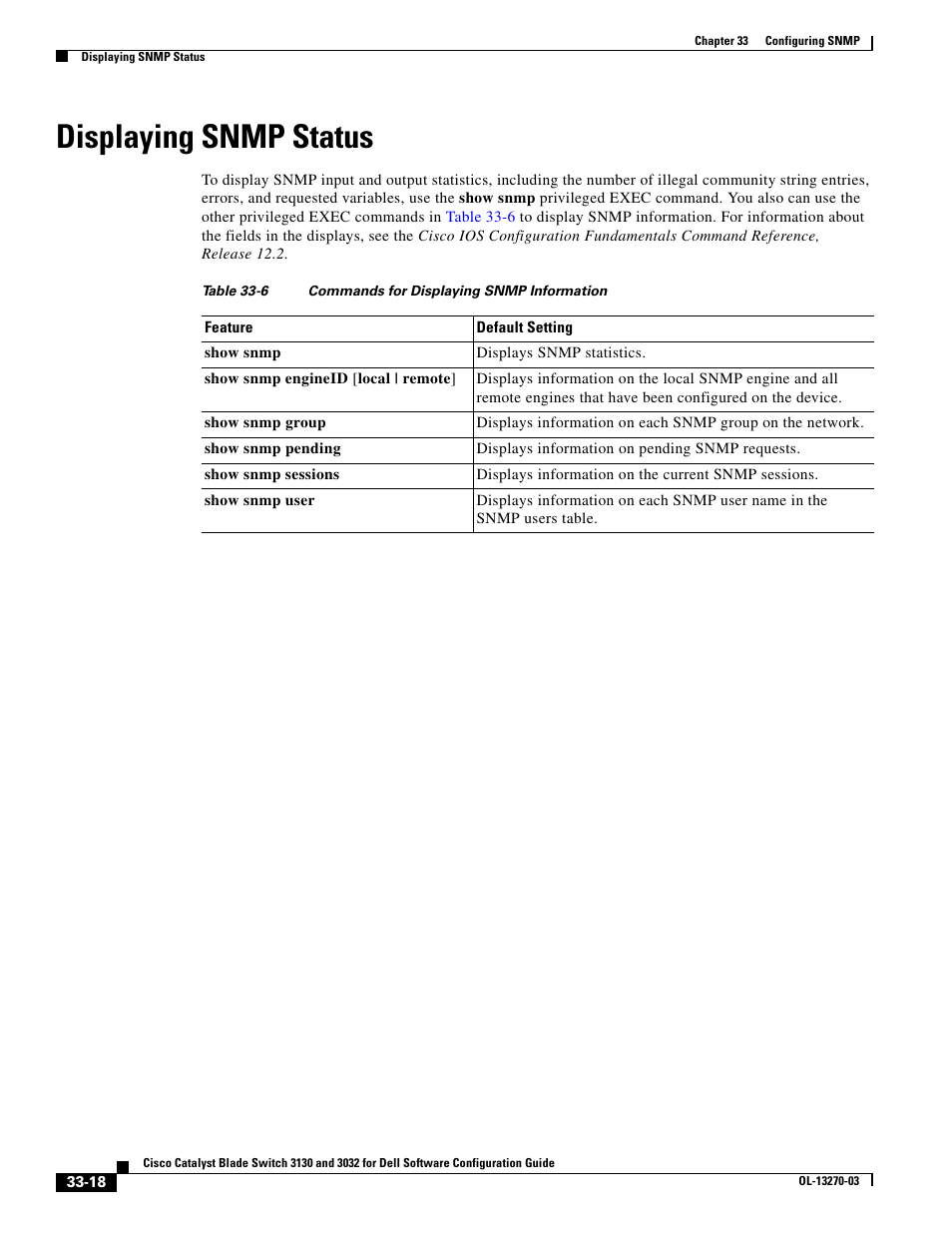 Displaying snmp status | Dell POWEREDGE M1000E User Manual | Page 736 / 1316