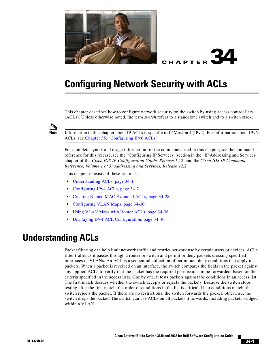 Configuring network security with acls, Understanding acls, C h a p t e r | Chapter 34, “configuring network security, With acls | Dell POWEREDGE M1000E User Manual | Page 737 / 1316