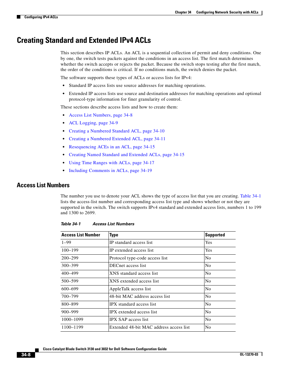 Creating standard and extended ipv4 acls, Access list numbers | Dell POWEREDGE M1000E User Manual | Page 744 / 1316