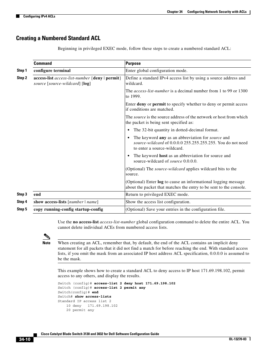 Creating a numbered standard acl | Dell POWEREDGE M1000E User Manual | Page 746 / 1316