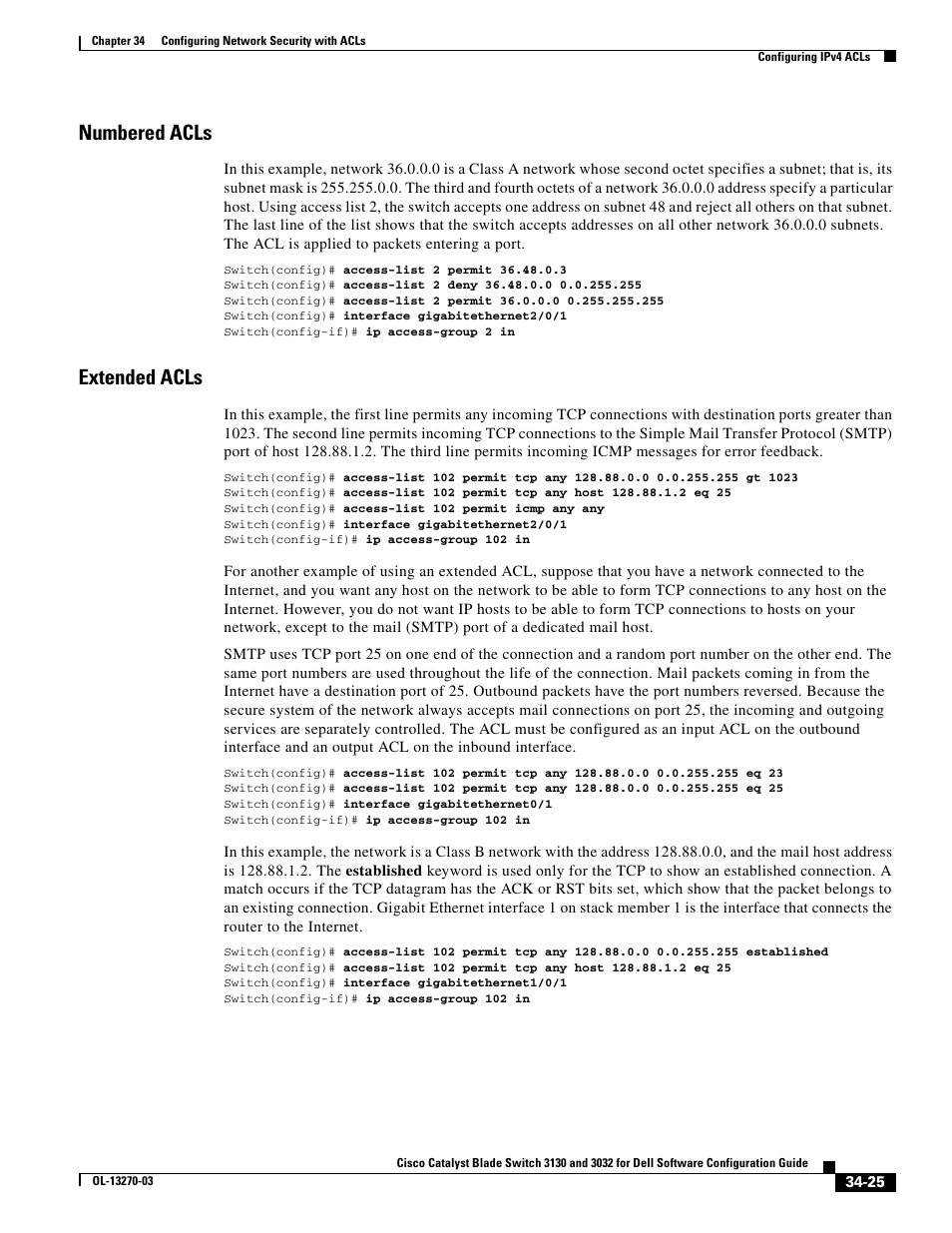 Numbered acls, Extended acls | Dell POWEREDGE M1000E User Manual | Page 761 / 1316