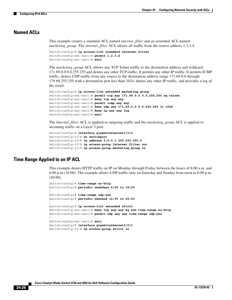 Named acls, Time range applied to an ip acl | Dell POWEREDGE M1000E User Manual | Page 762 / 1316