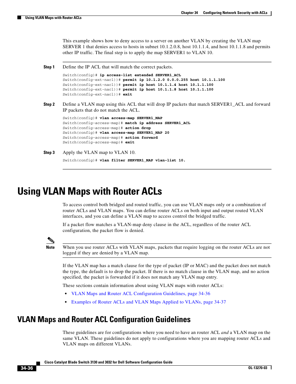 Using vlan maps with router acls, Vlan maps and router acl configuration guidelines, Vlan maps and router acl | Dell POWEREDGE M1000E User Manual | Page 772 / 1316