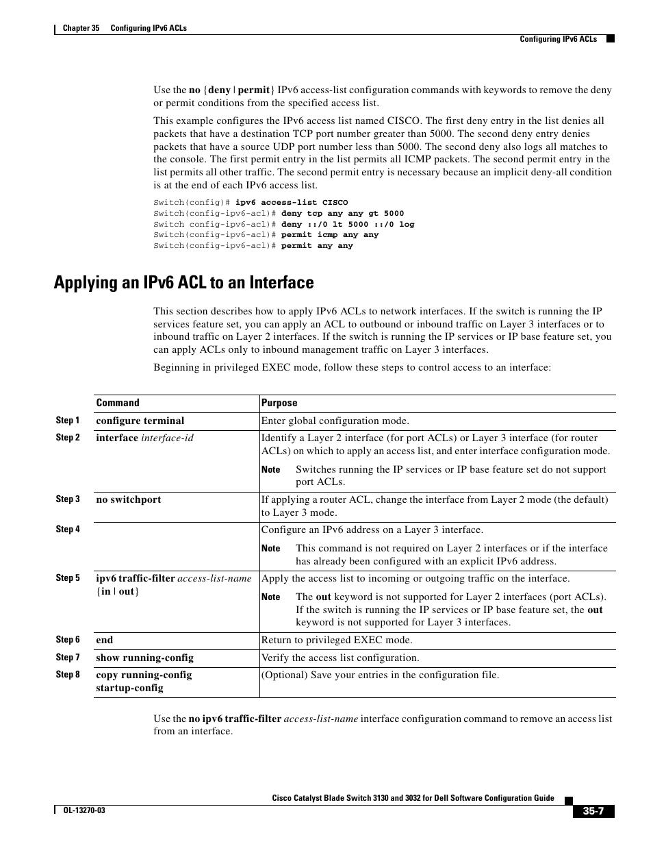 Applying an ipv6 acl to an interface | Dell POWEREDGE M1000E User Manual | Page 785 / 1316