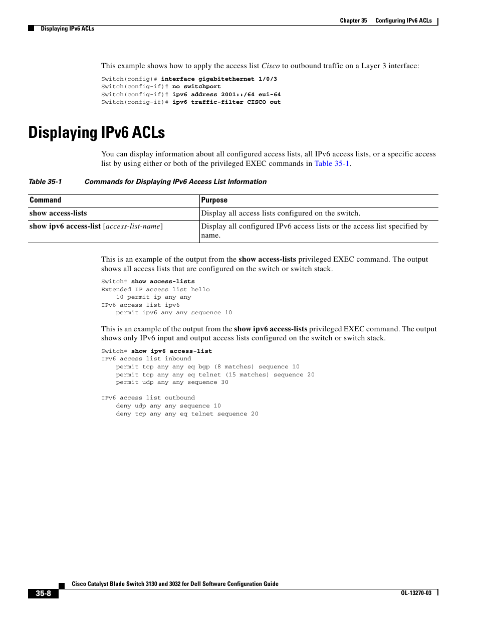 Displaying ipv6 acls | Dell POWEREDGE M1000E User Manual | Page 786 / 1316