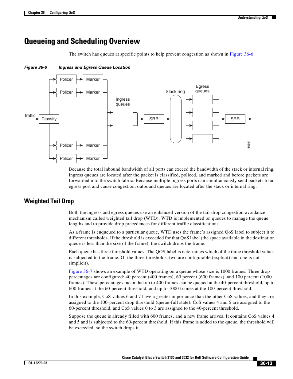 Queueing and scheduling overview, Weighted tail drop, Queueing and scheduling overview” section on | Dell POWEREDGE M1000E User Manual | Page 799 / 1316