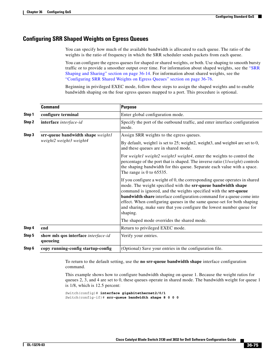 Configuring srr shaped weights on egress queues | Dell POWEREDGE M1000E User Manual | Page 861 / 1316