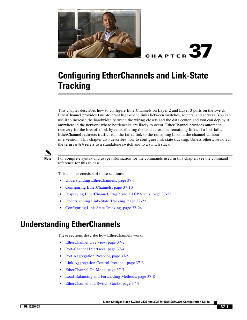 Configuring etherchannels and link-state tracking, Understanding etherchannels, C h a p t e r | Chapter 37, “configuring, Etherchannels and link-state tracking, Chapter 37, “configuring etherchannels and, Link-state tracking, Tracking | Dell POWEREDGE M1000E User Manual | Page 867 / 1316