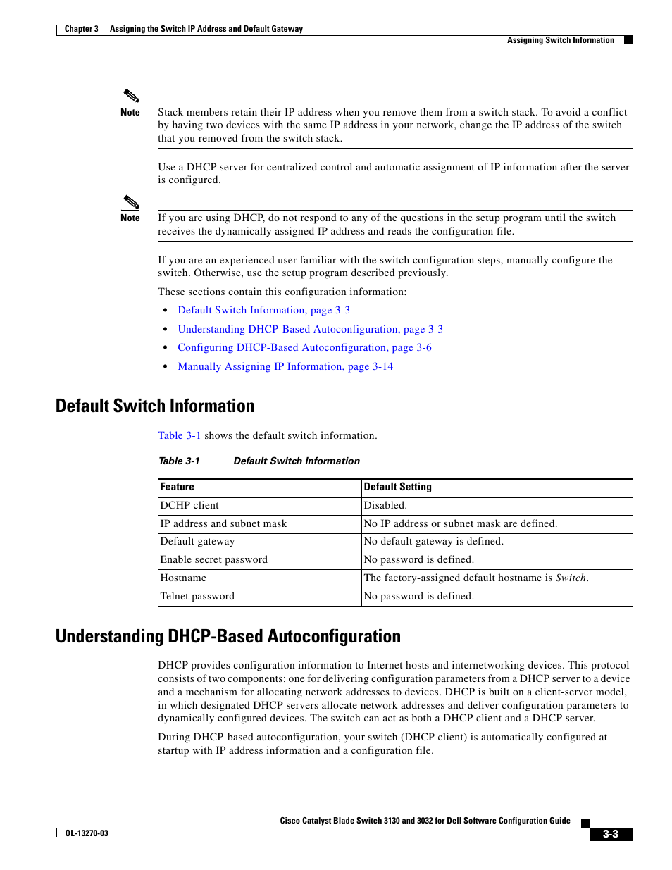 Default switch information, Understanding dhcp-based autoconfiguration | Dell POWEREDGE M1000E User Manual | Page 87 / 1316