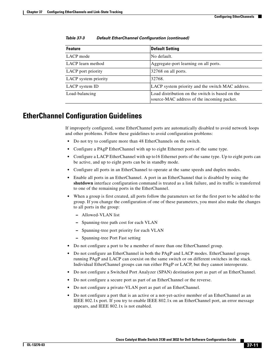 Etherchannel configuration guidelines, Etherchannel configuration guidelines” section on, Etherchannel | Dell POWEREDGE M1000E User Manual | Page 877 / 1316