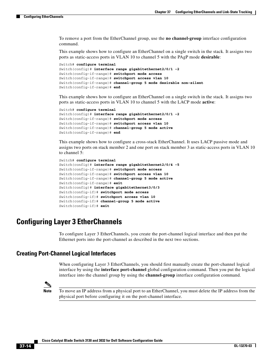 Configuring layer 3 etherchannels, Creating port-channel logical interfaces, Requi | Dell POWEREDGE M1000E User Manual | Page 880 / 1316