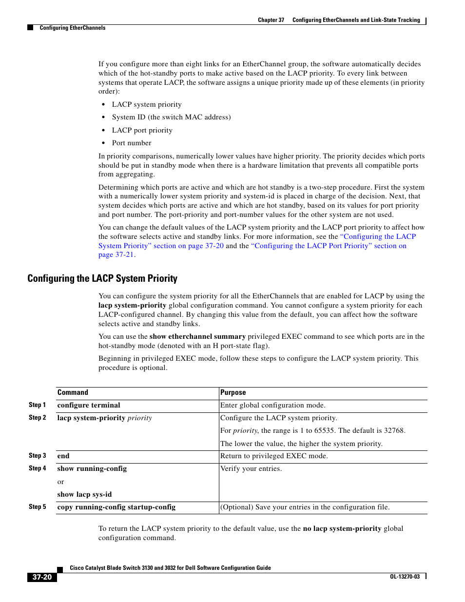 Configuring the lacp system priority | Dell POWEREDGE M1000E User Manual | Page 886 / 1316