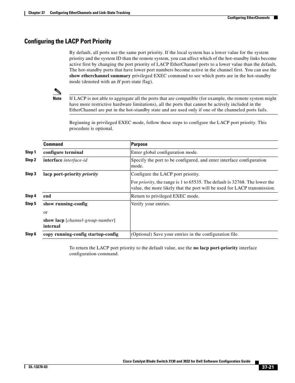 Configuring the lacp port priority, Configuring the lacp port priority” section on | Dell POWEREDGE M1000E User Manual | Page 887 / 1316