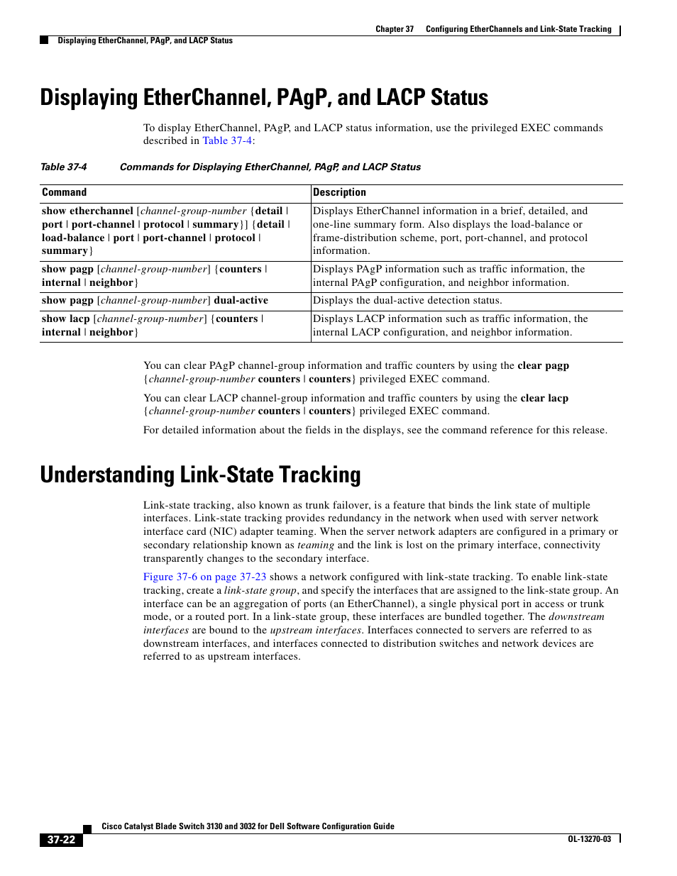 Displaying etherchannel, pagp, and lacp status, Understanding link-state tracking | Dell POWEREDGE M1000E User Manual | Page 888 / 1316