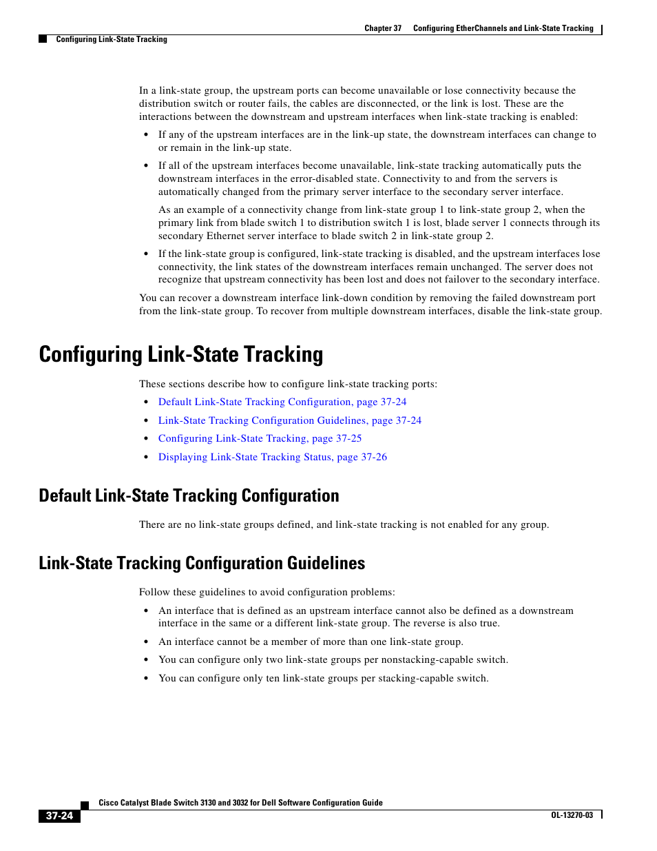 Configuring link-state tracking, Default link-state tracking configuration, Link-state tracking configuration guidelines | Dell POWEREDGE M1000E User Manual | Page 890 / 1316