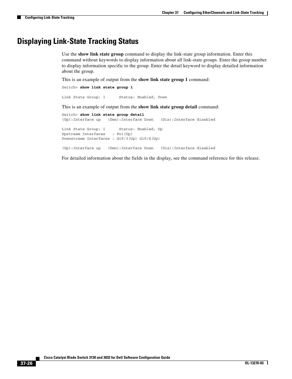 Displaying link-state tracking status | Dell POWEREDGE M1000E User Manual | Page 892 / 1316