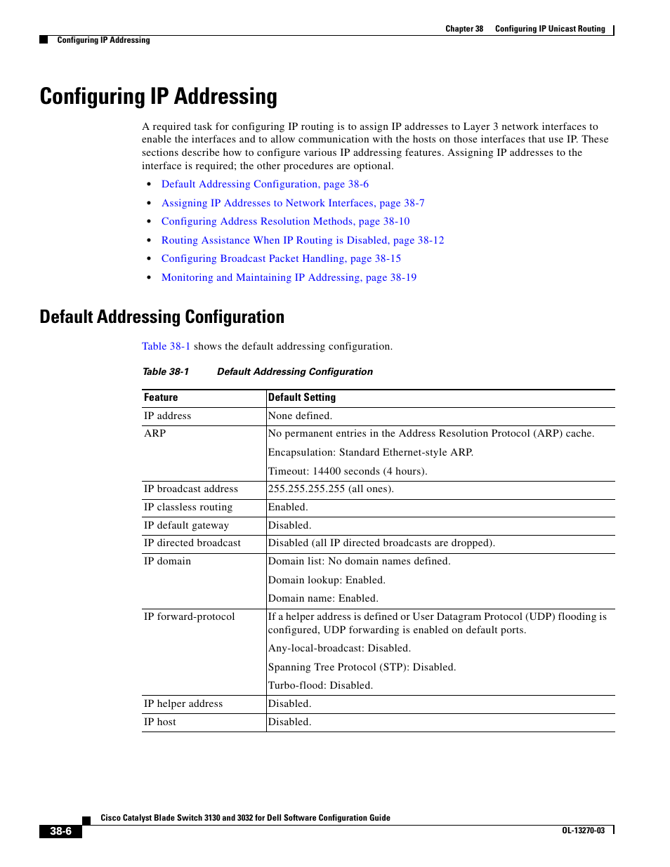 Configuring ip addressing, Default addressing configuration | Dell POWEREDGE M1000E User Manual | Page 898 / 1316