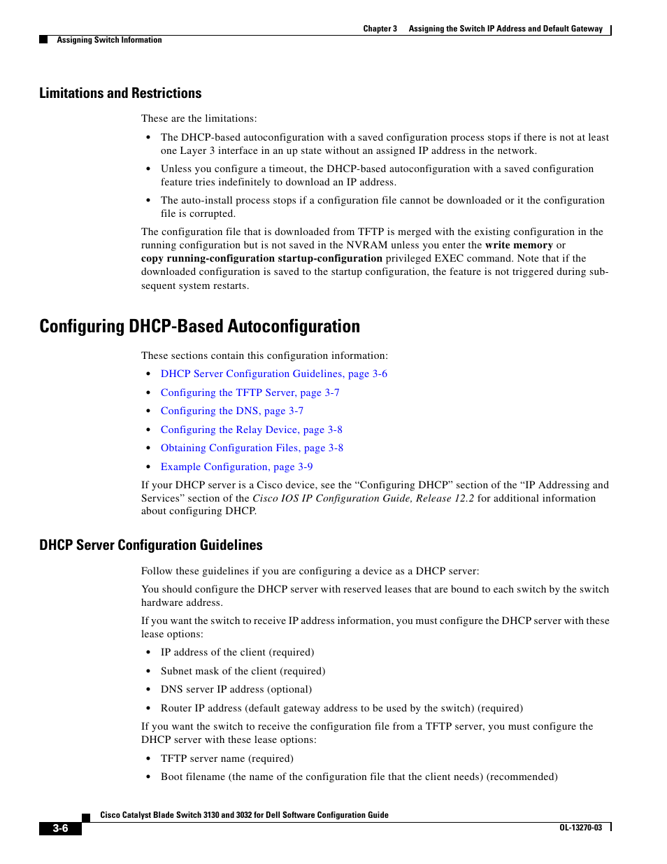 Limitations and restrictions, Configuring dhcp-based autoconfiguration, Dhcp server configuration guidelines | Dell POWEREDGE M1000E User Manual | Page 90 / 1316