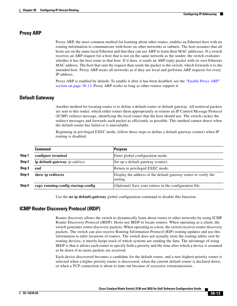 Proxy arp, Default gateway, Icmp router discovery protocol (irdp) | Dell POWEREDGE M1000E User Manual | Page 905 / 1316