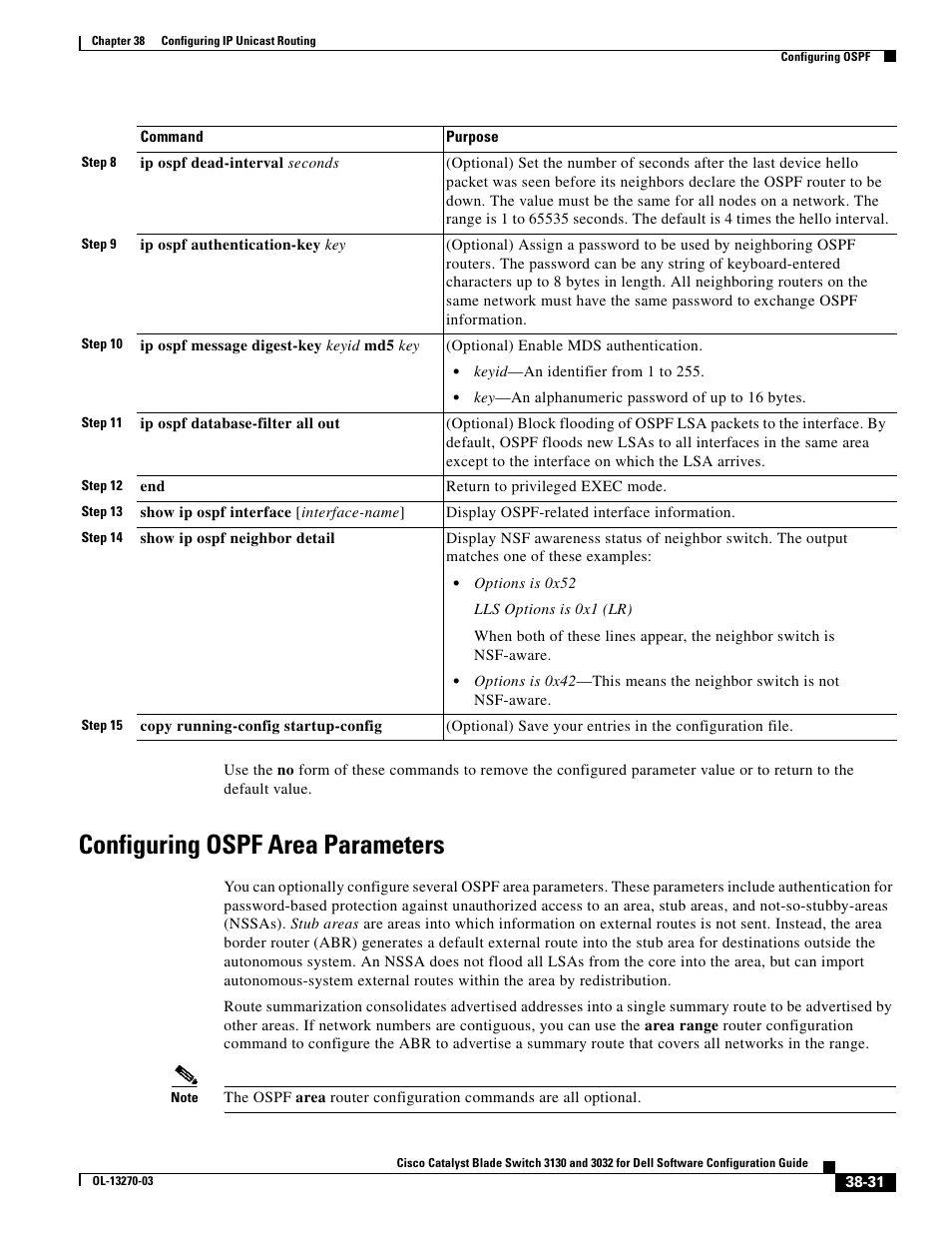 Configuring ospf area parameters | Dell POWEREDGE M1000E User Manual | Page 923 / 1316