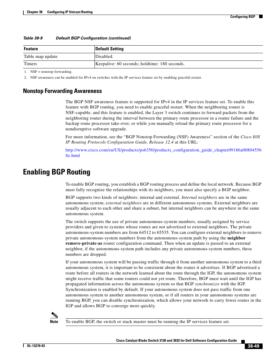 Nonstop forwarding awareness, Enabling bgp routing | Dell POWEREDGE M1000E User Manual | Page 941 / 1316