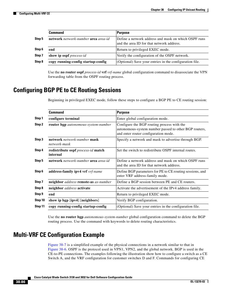 Configuring bgp pe to ce routing sessions, Multi-vrf ce configuration example | Dell POWEREDGE M1000E User Manual | Page 978 / 1316