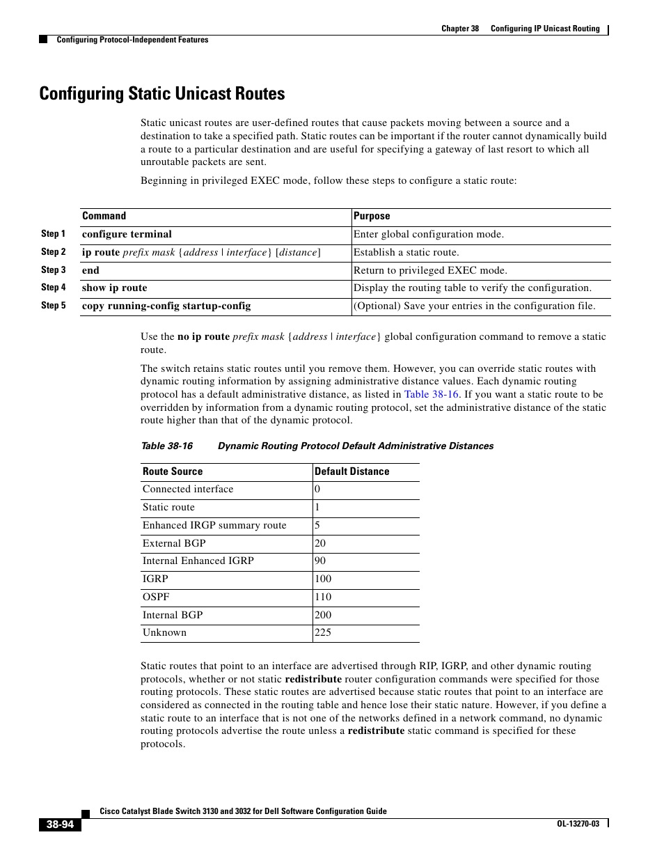 Configuring static unicast routes | Dell POWEREDGE M1000E User Manual | Page 986 / 1316