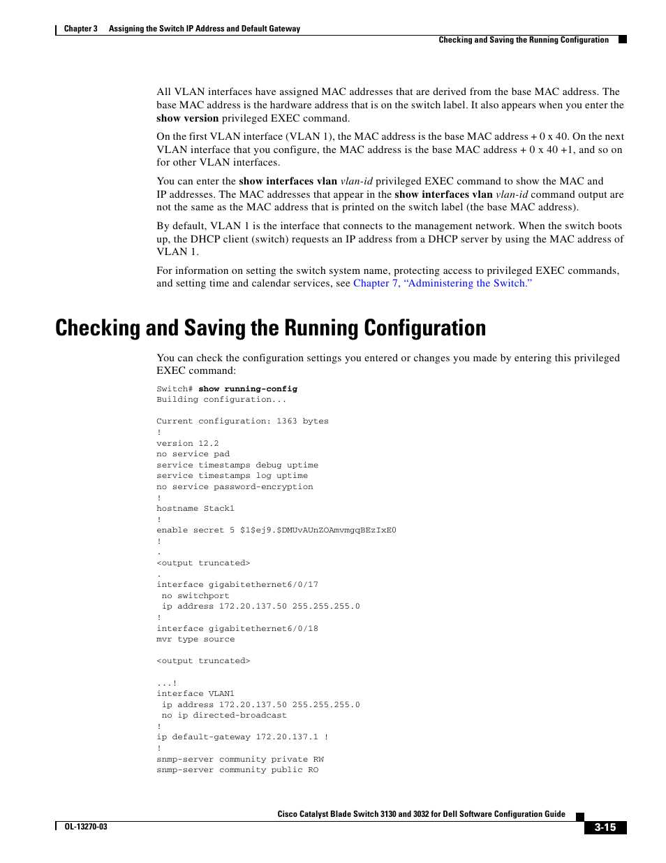 Checking and saving the running configuration | Dell POWEREDGE M1000E User Manual | Page 99 / 1316