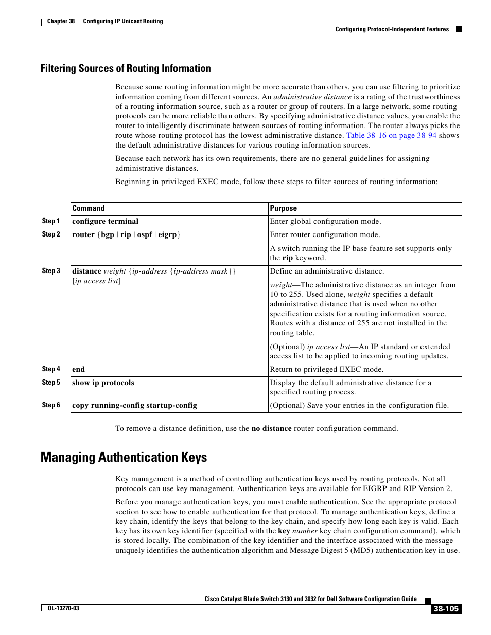 Filtering sources of routing information, Managing authentication keys | Dell POWEREDGE M1000E User Manual | Page 997 / 1316