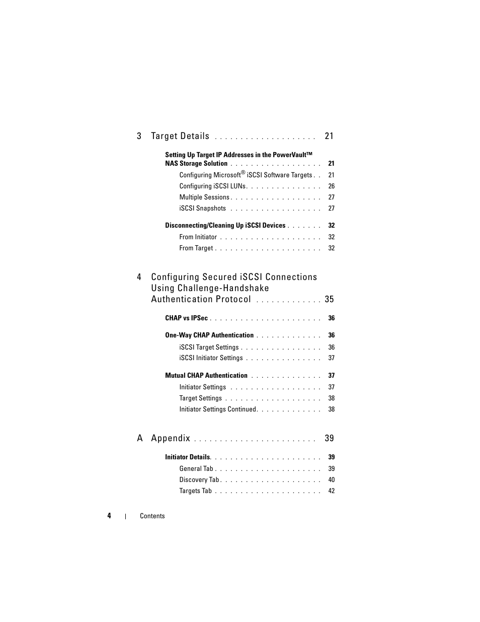 3target details, A appendix | Dell PowerVault 700N User Manual | Page 4 / 56