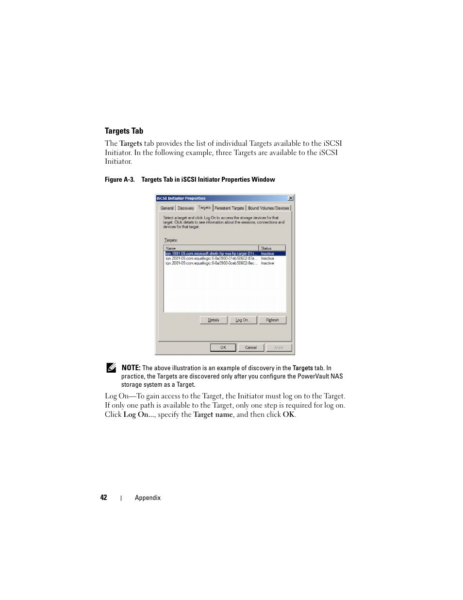 Targets tab | Dell PowerVault 700N User Manual | Page 42 / 56