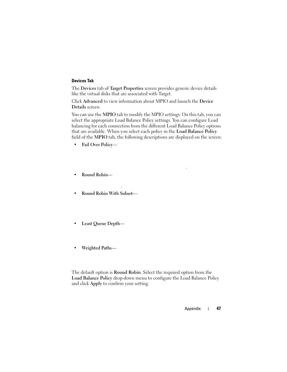 Devices tab | Dell PowerVault 700N User Manual | Page 47 / 56