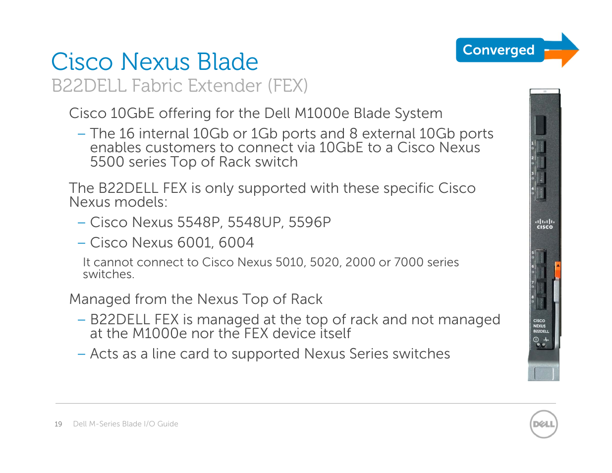 Cisco nexus blade – b22dell fex, Cisco nexus blade, B22dell fabric extender (fex) | Dell POWEREDGE M1000E User Manual | Page 19 / 94