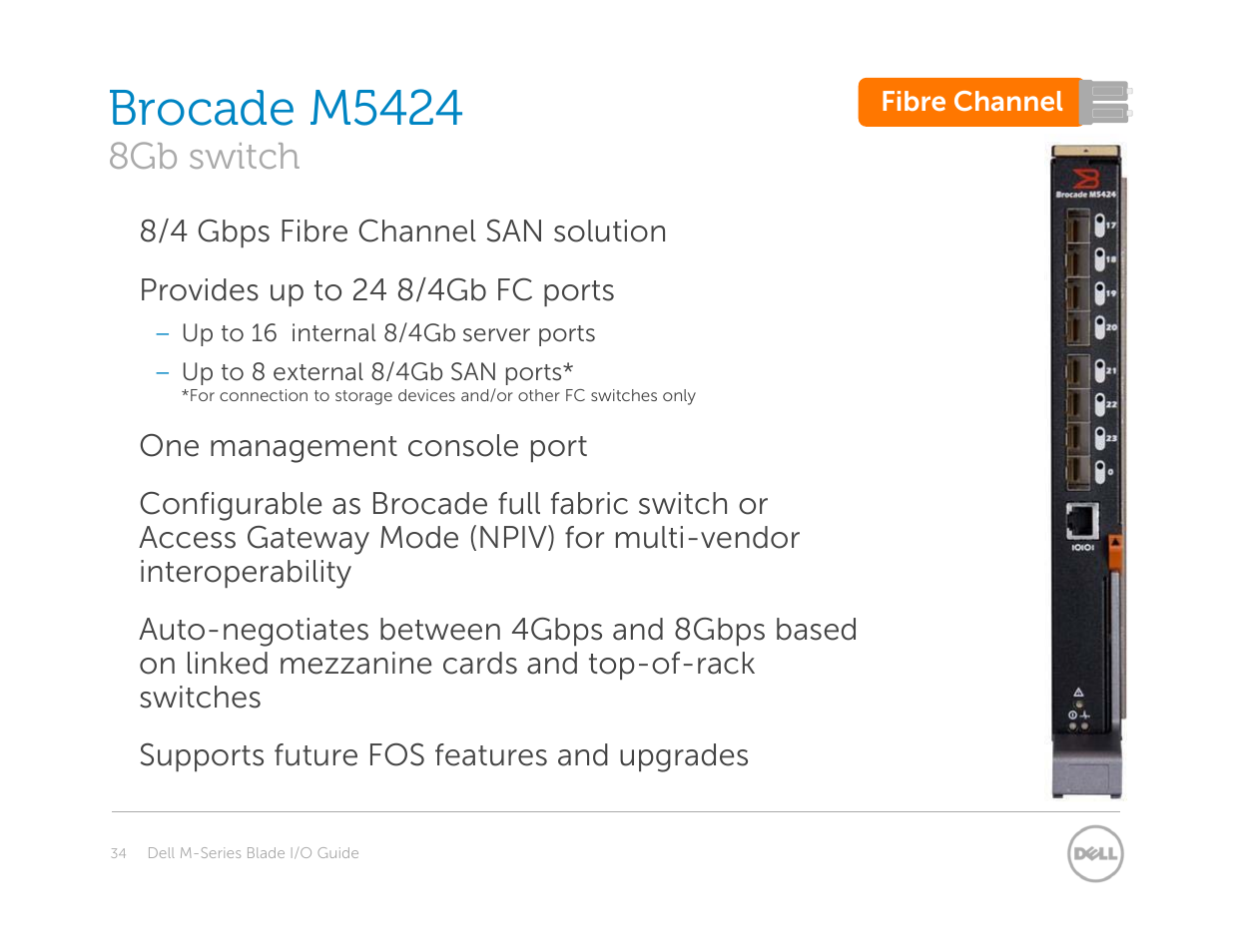 8gb switch – brocade m5424, Brocade m5424, 8gb switch | Dell POWEREDGE M1000E User Manual | Page 34 / 94