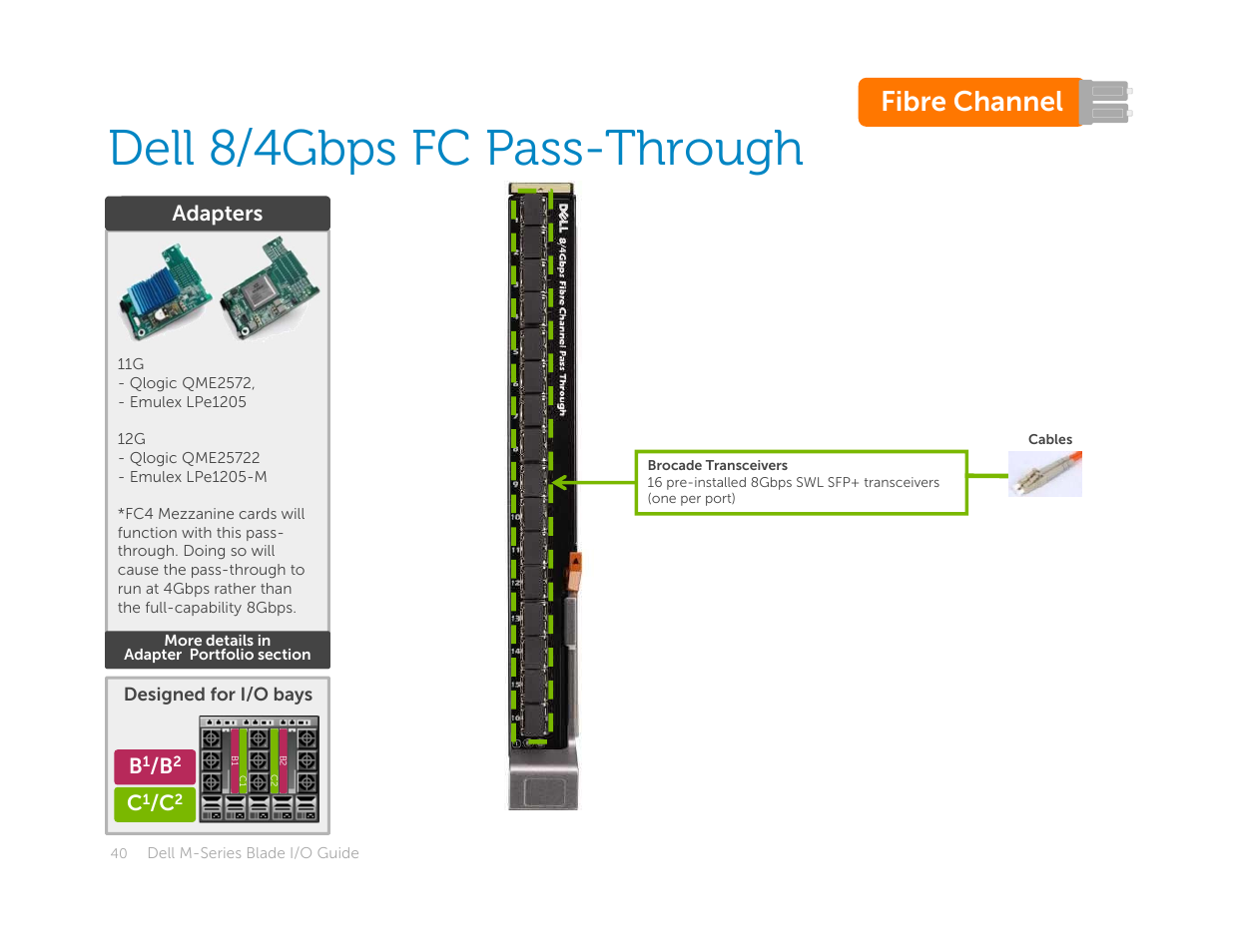 Dell 8/4gbps fc pass-through, Fibre channel | Dell POWEREDGE M1000E User Manual | Page 40 / 94