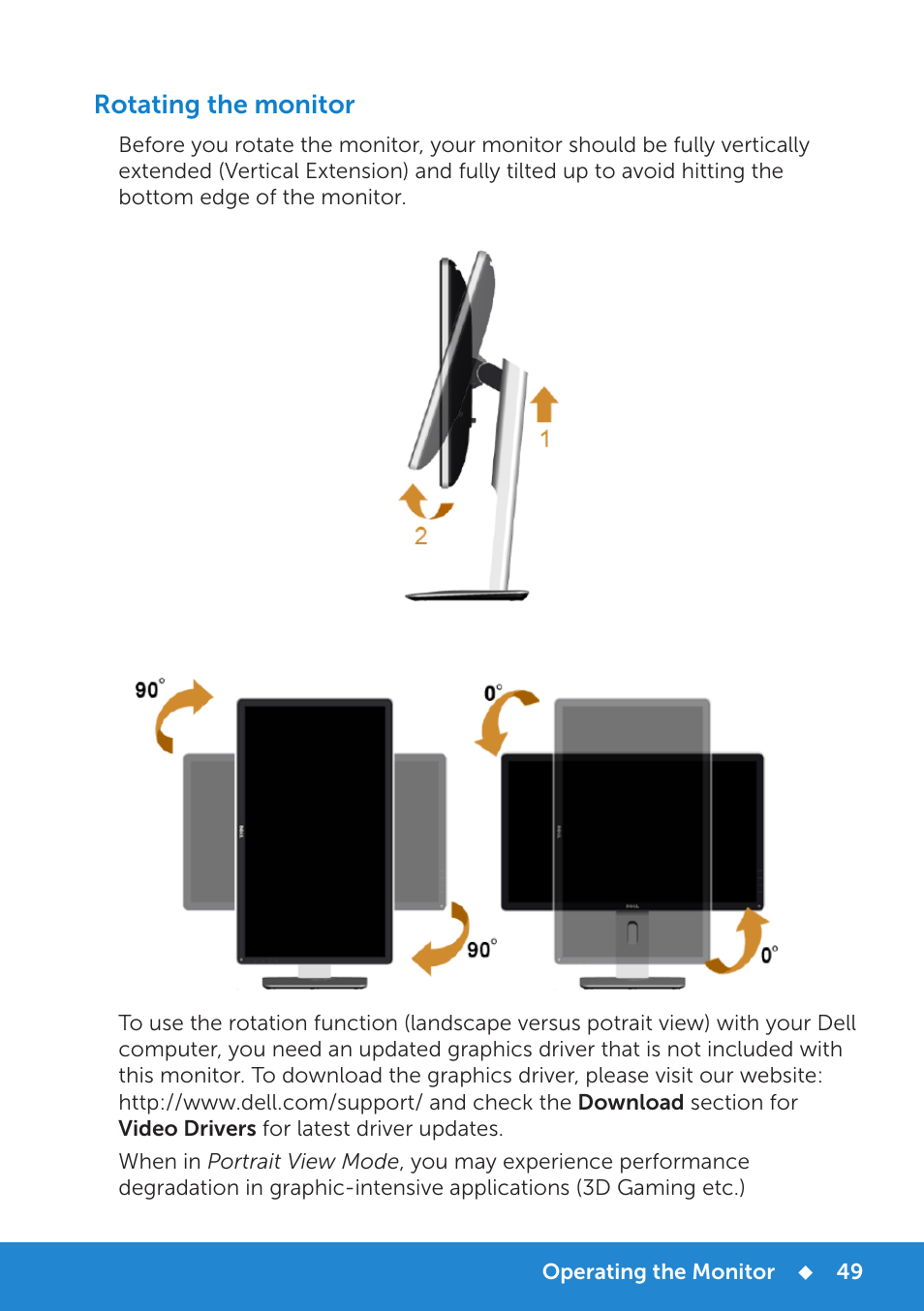 Rotating the monitor | Dell P2714H Monitor User Manual | Page 49 / 72