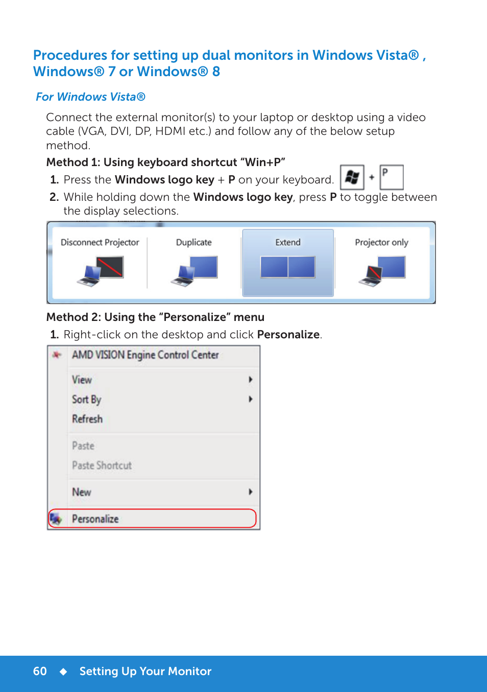 For windows vista | Dell P2714H Monitor User Manual | Page 60 / 72