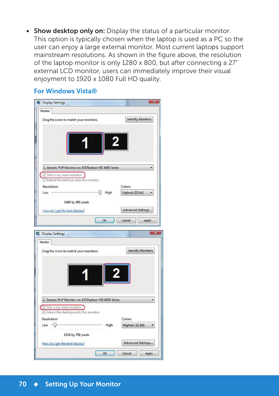 Dell P2714H Monitor User Manual | Page 70 / 72