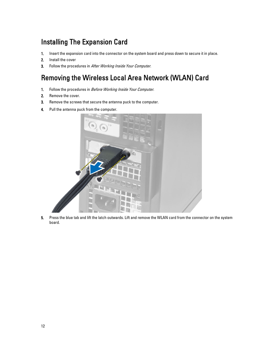 Installing the expansion card | Dell Precision T1700 (Mid 2013) User Manual | Page 12 / 59