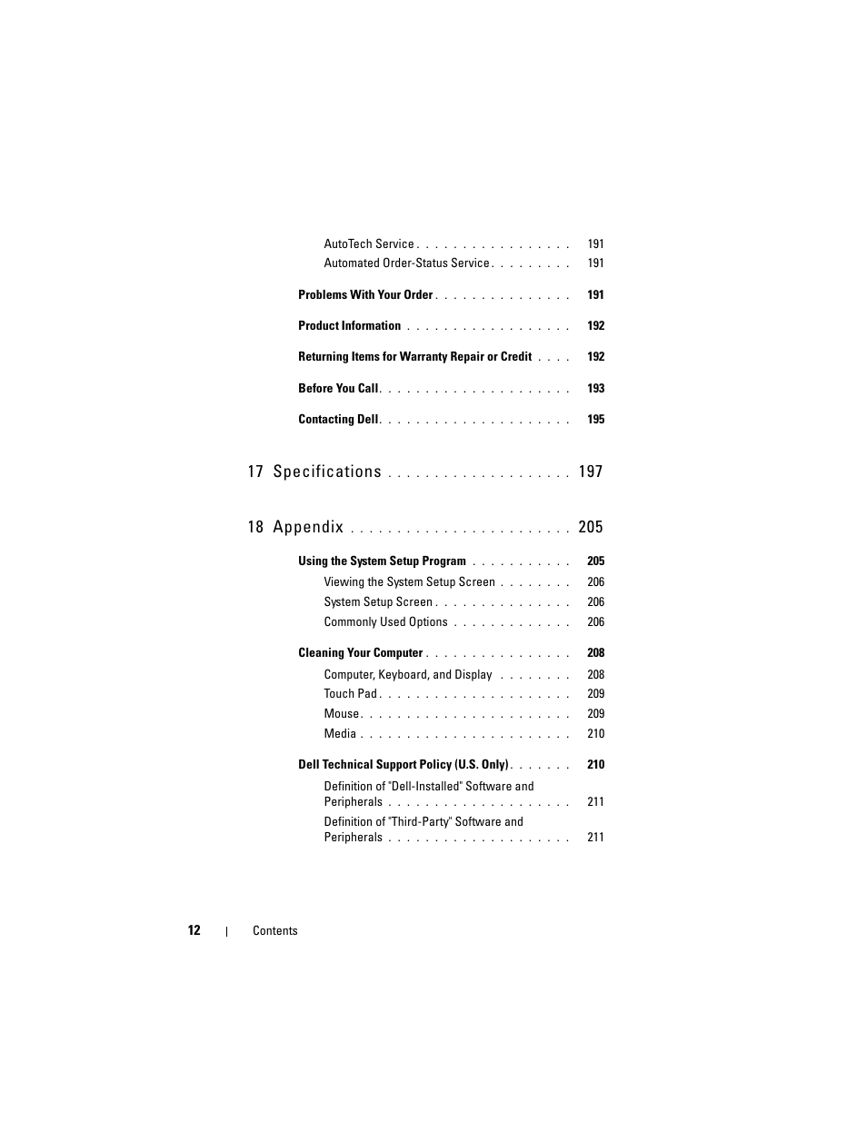 17 specifications | Dell Vostro 1700 (Early 2009) User Manual | Page 12 / 240