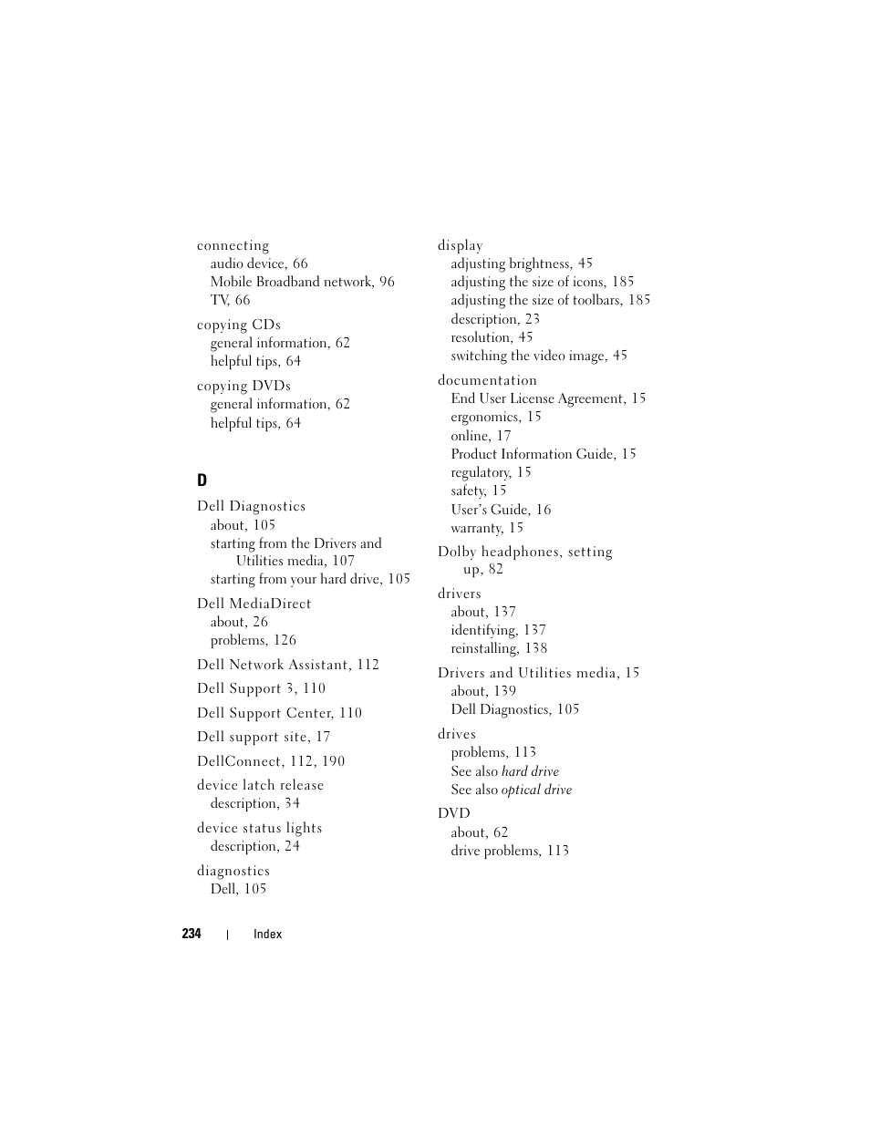 Dell Vostro 1700 (Early 2009) User Manual | Page 234 / 240