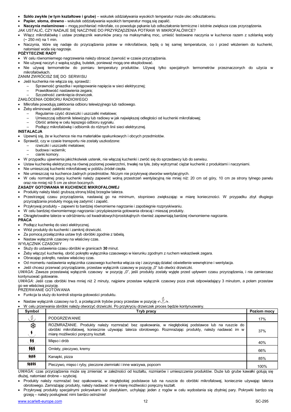 Scarlett SC-295 User Manual | Page 12 / 31