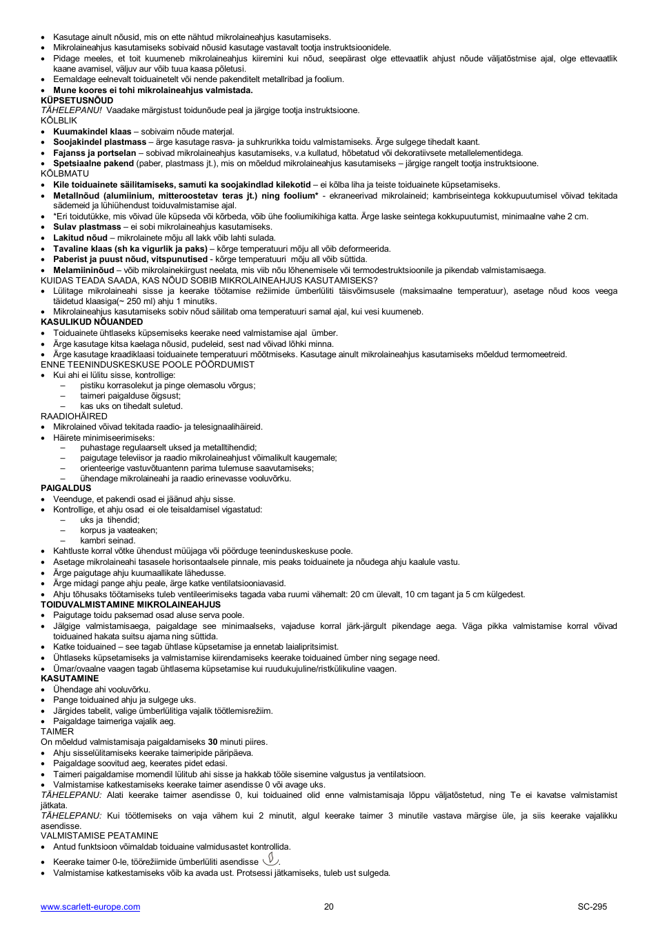 Scarlett SC-295 User Manual | Page 20 / 31