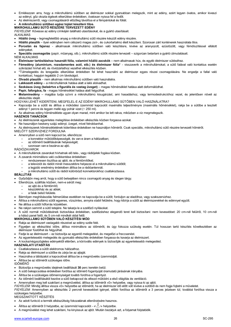 Scarlett SC-295 User Manual | Page 26 / 31