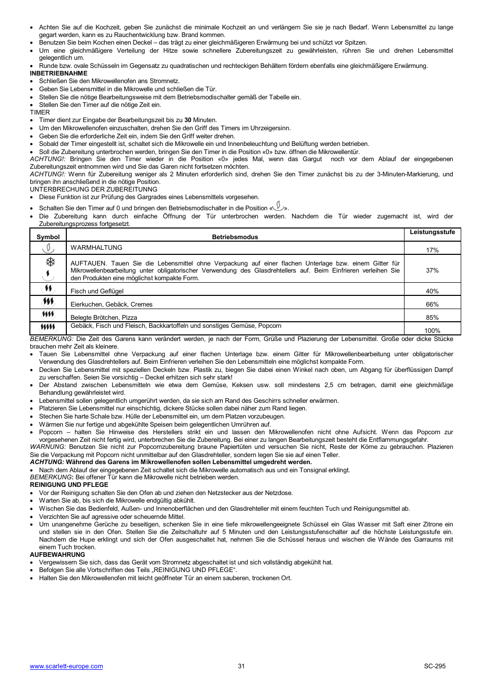 Scarlett SC-295 User Manual | Page 31 / 31