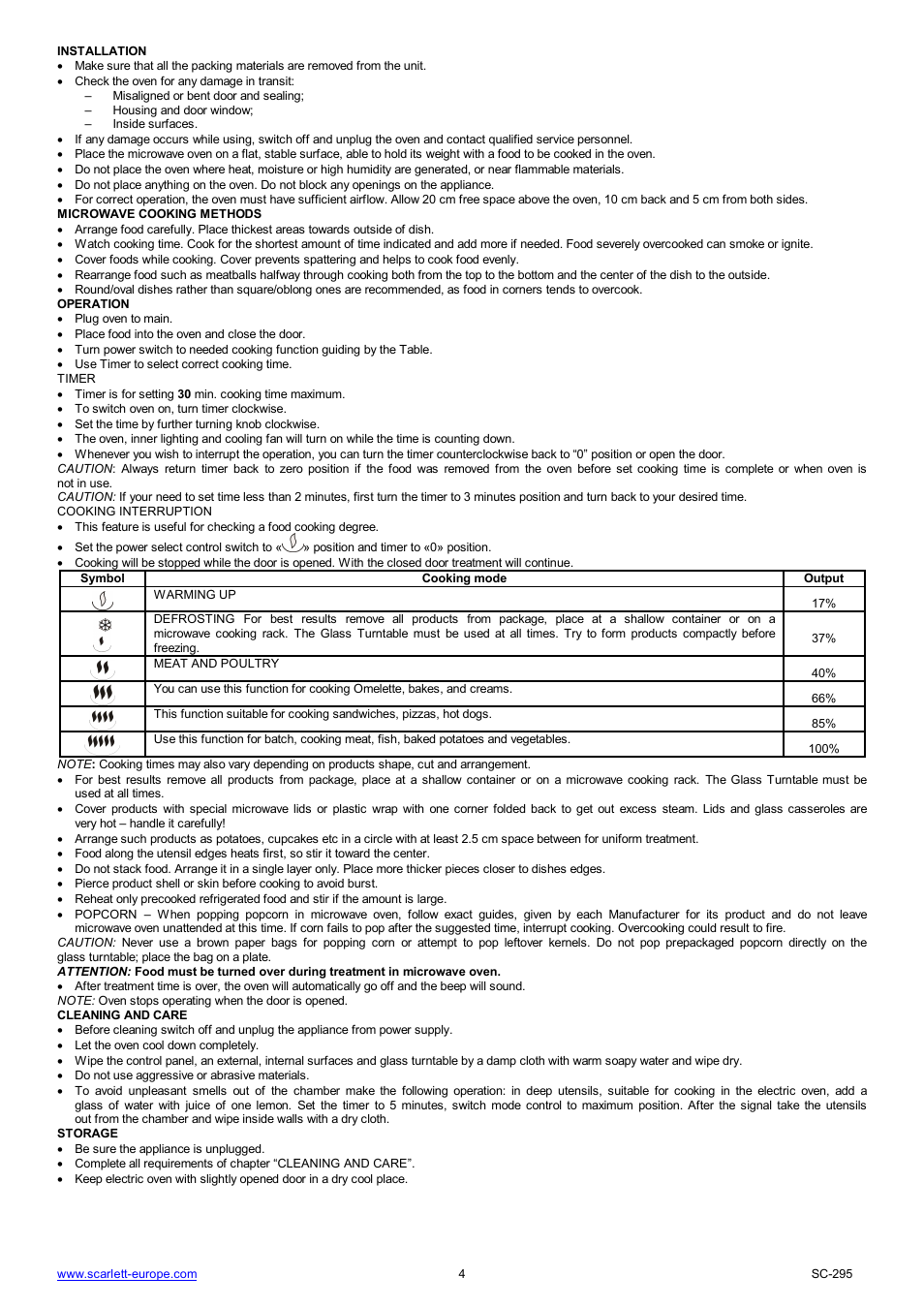 Scarlett SC-295 User Manual | Page 4 / 31