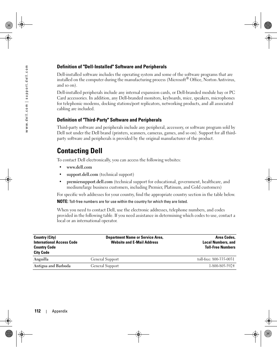 Contacting dell | Dell XPS/Dimension XPS Gen 2 User Manual | Page 112 / 142